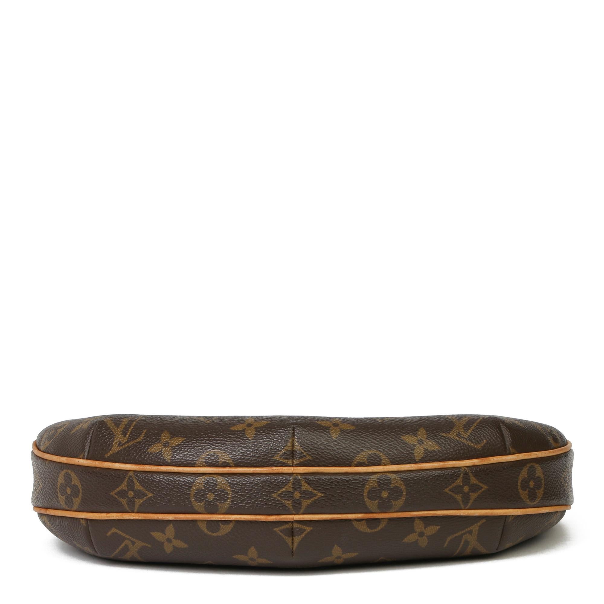 Black Louis Vuitton Brown Monogram Coated Canvas & Vachetta Leather Croissant PM