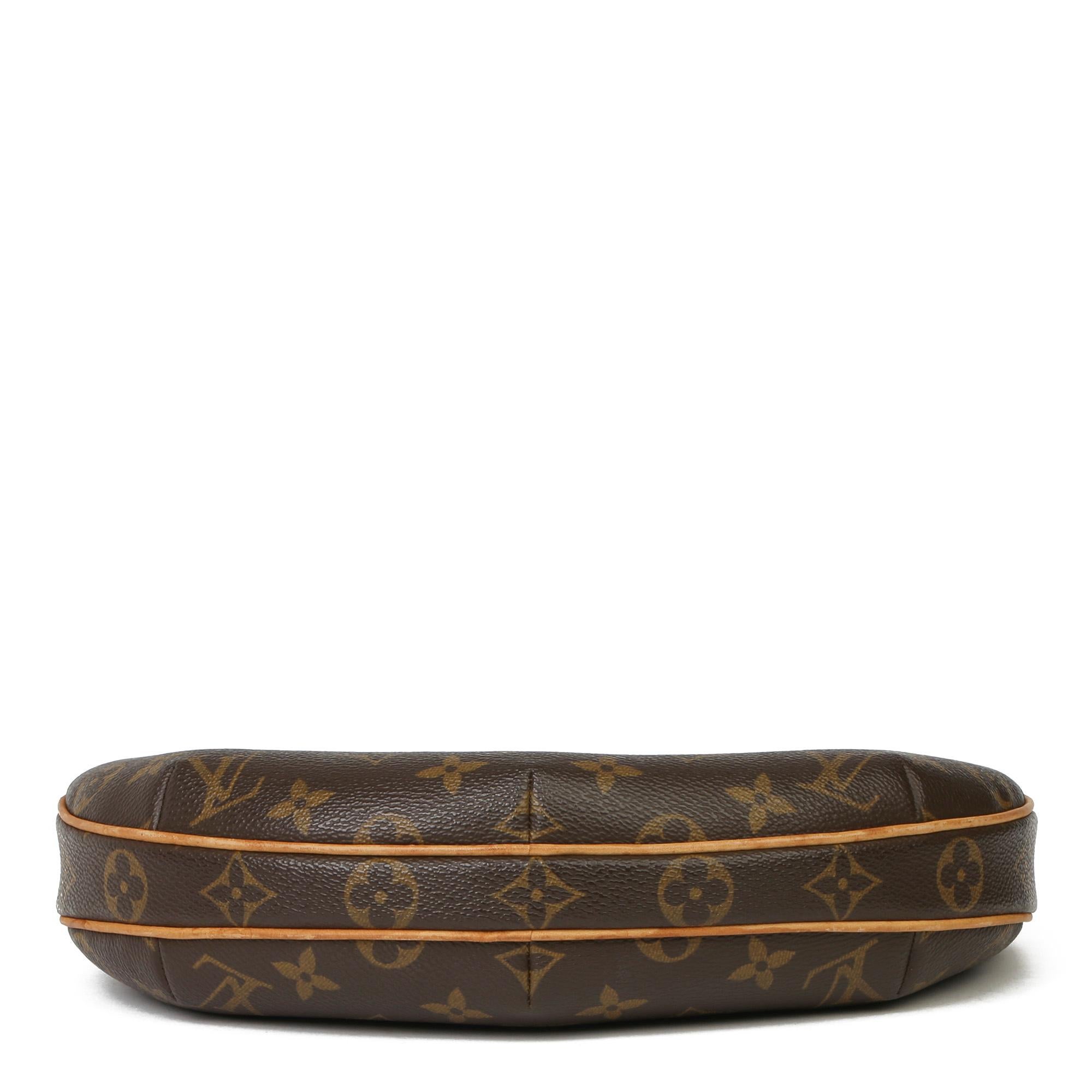 Black Louis Vuitton Brown Monogram Coated Canvas & Vachetta Leather Croissant PM 