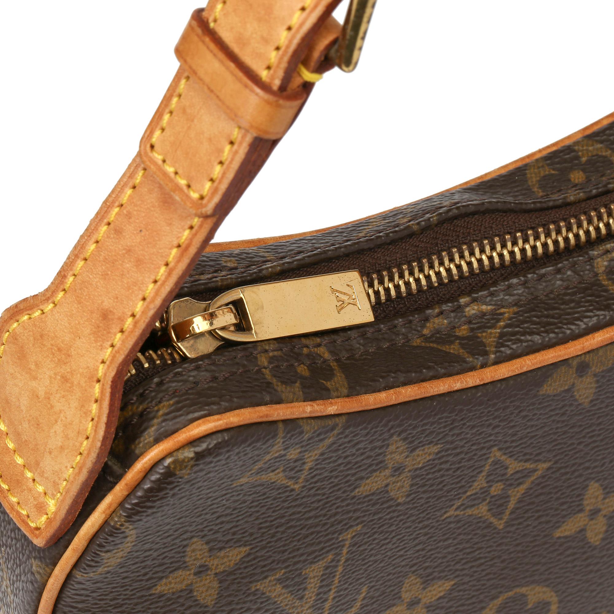 Women's Louis Vuitton Brown Monogram Coated Canvas & Vachetta Leather Croissant PM 