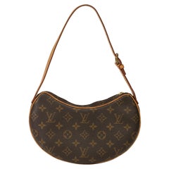 Louis Vuitton Braunes Monogramm Beschichtetes Segeltuch & Vachetta Leder Croissant PM