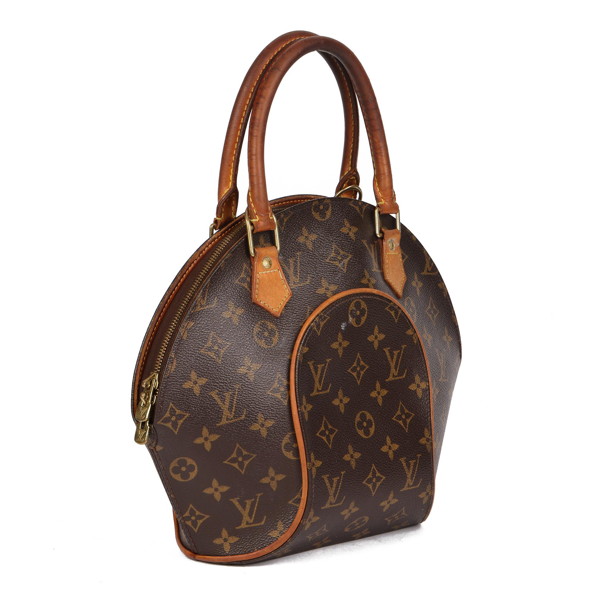LOUIS VUITTON
Brown Monogram Coated Canvas & Vachetta Leather Ellipse PM

Xupes Reference: CB656
Serial Number: MI 1010
Age (Circa): 2000
Authenticity Details: Date Stamp (Made in France)
Gender: Ladies
Type: Tote

Colour: Brown
Hardware: Golden