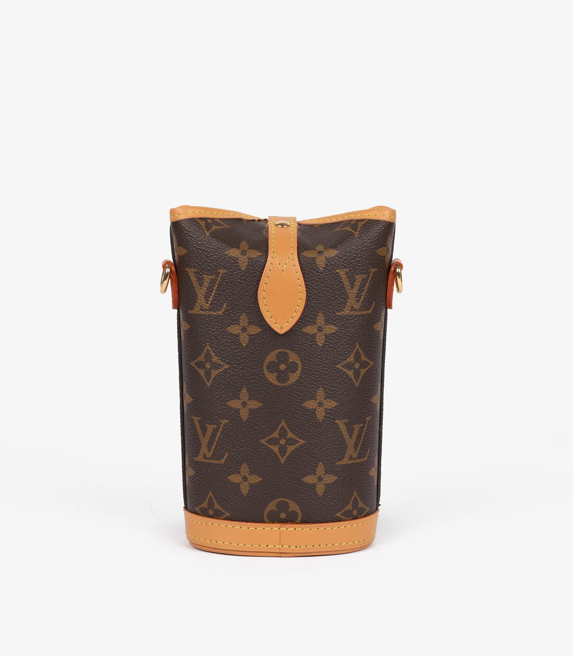 Louis Vuitton Brown Monogram Coated Canvas & Vachetta Leather Fold Me Pouch für Damen oder Herren im Angebot