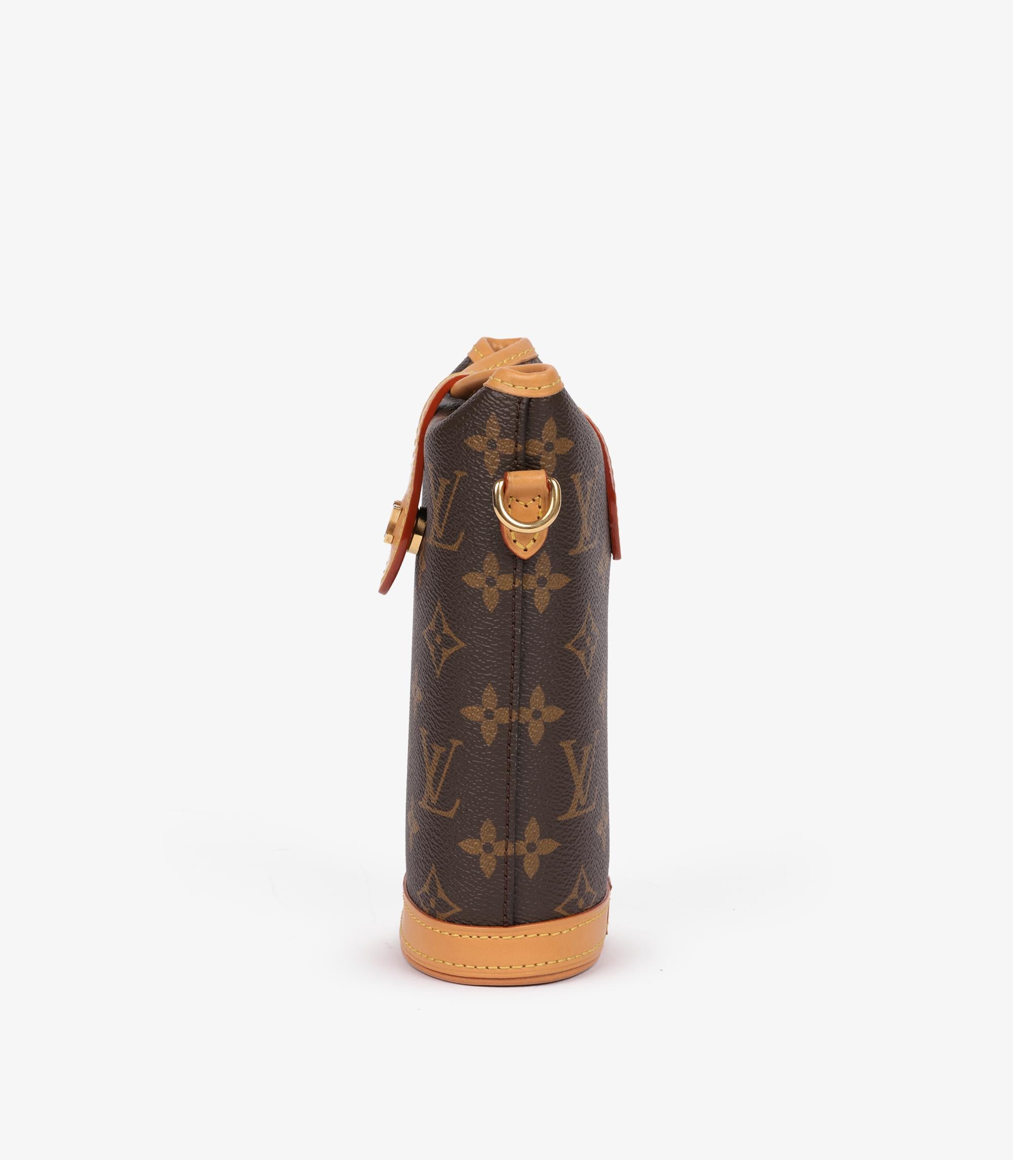 Louis Vuitton Brown Monogram Coated Canvas & Vachetta Leather Fold Me Pouch im Angebot 1
