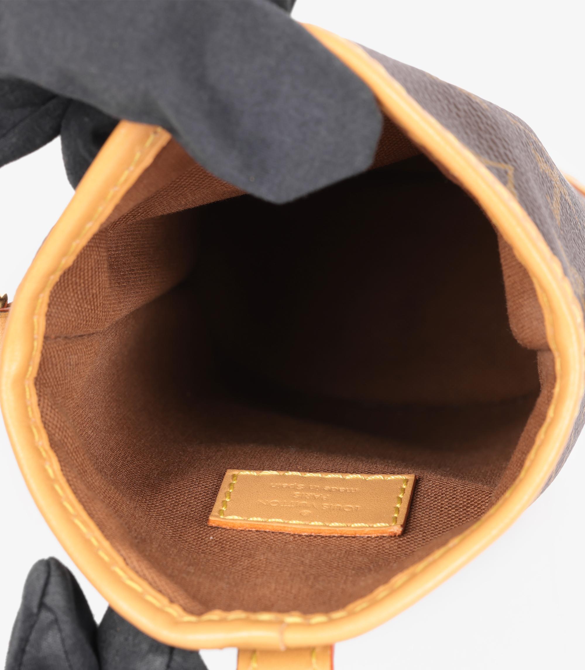 Louis Vuitton Brown Monogram Coated Canvas & Vachetta Leather Fold Me Pouch im Angebot 3