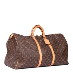 LOUIS VUITTON Brown Monogram Coated Canvas & Vachetta Leather Keepall Vintage 60
