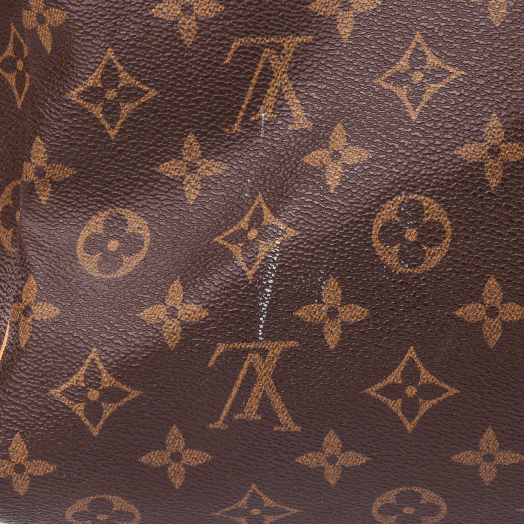 LOUIS VUITTON Brown Monogram Coated Canvas & Vachetta Leather Keepall Vintage 60 For Sale 2
