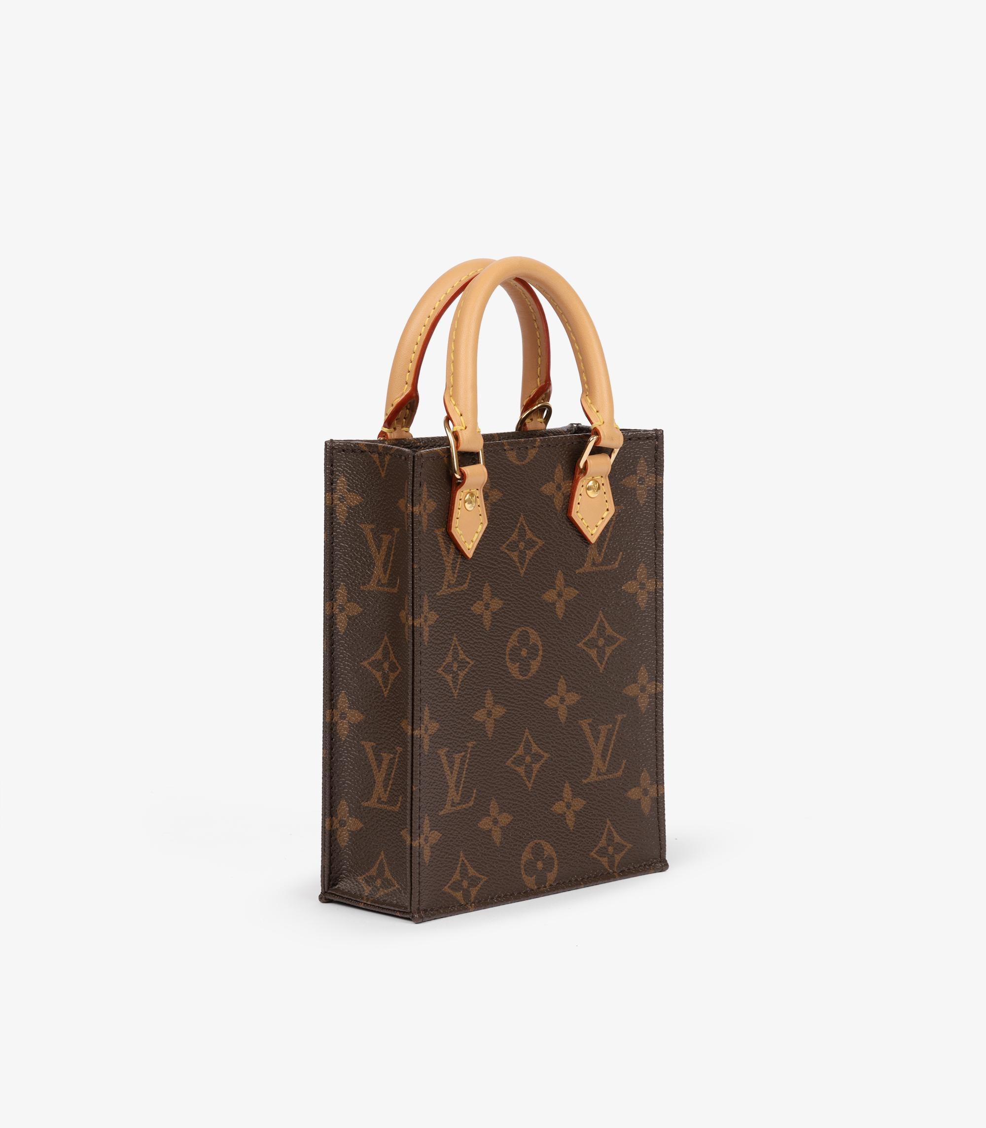 Noir Louis Vuitton Brown Monogram Coated Canvas & Vachetta Leather Mini Sac Plat en vente
