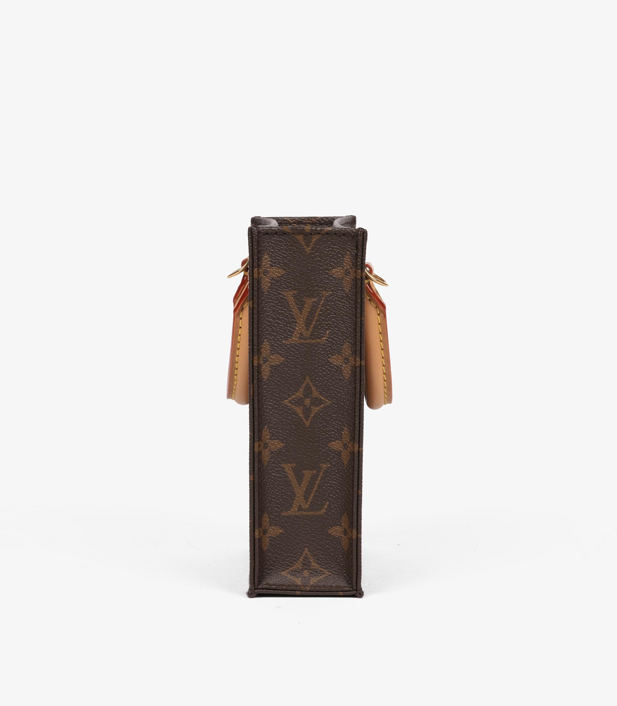 Louis Vuitton Brown Monogram Coated Canvas & Vachetta Leather Mini Sac Plat Excellent état - En vente à Bishop's Stortford, Hertfordshire