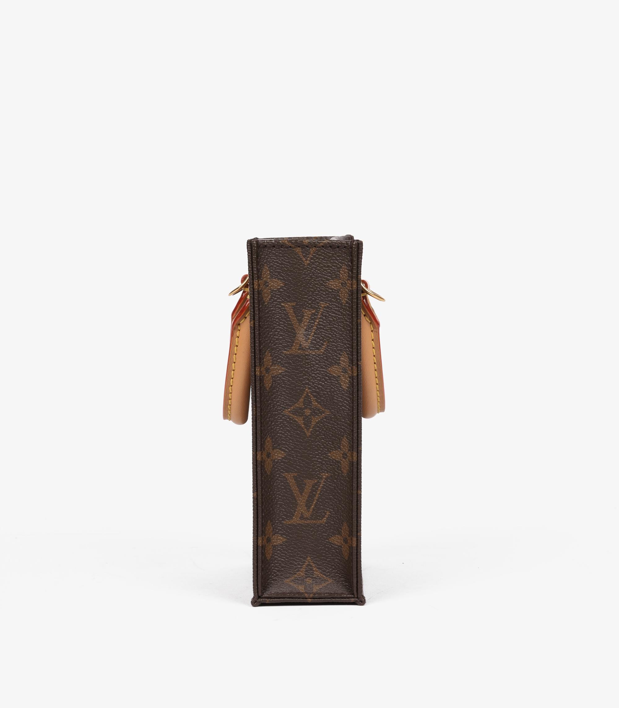 Louis Vuitton Brown Monogram Coated Canvas & Vachetta Leather Mini Sac Plat en vente 1
