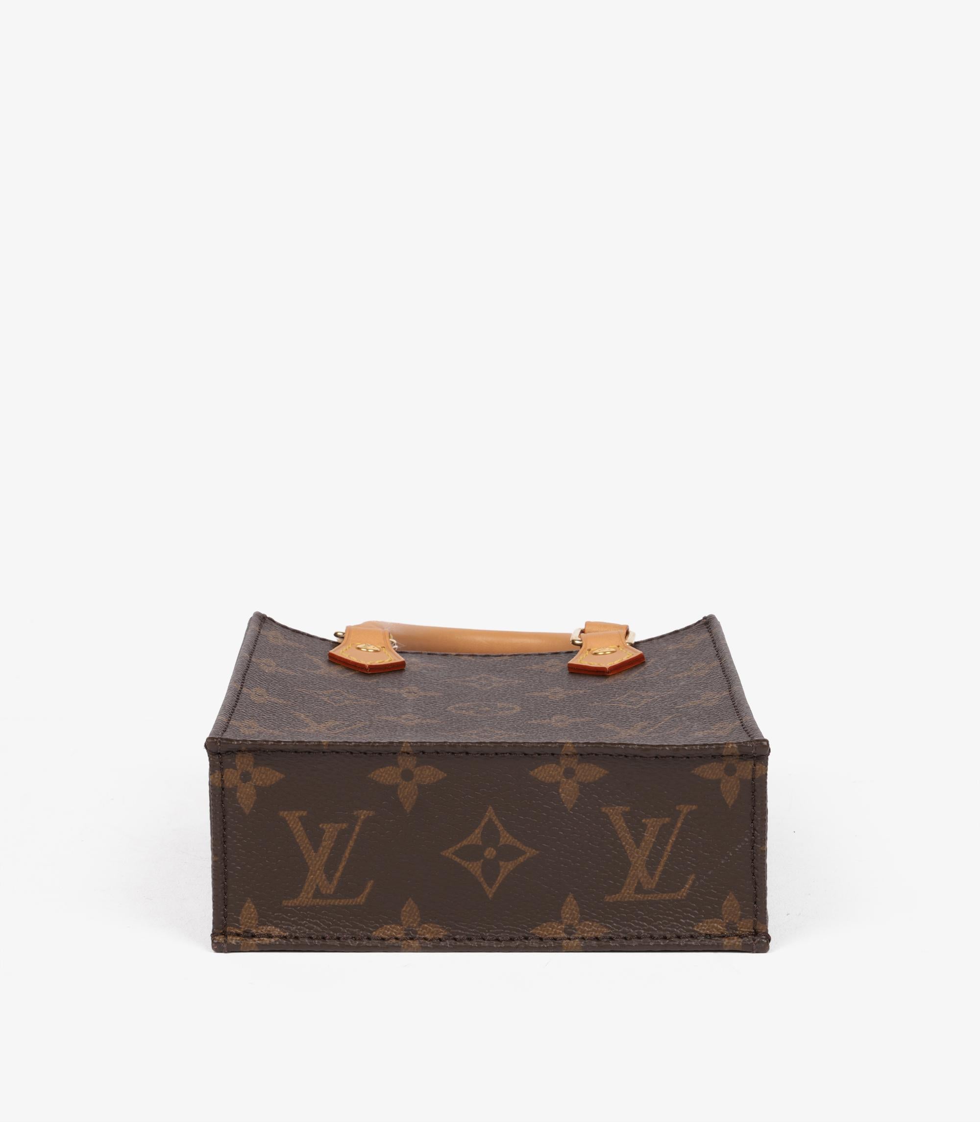 Louis Vuitton Brown Monogram Coated Canvas & Vachetta Leather Mini Sac Plat en vente 2