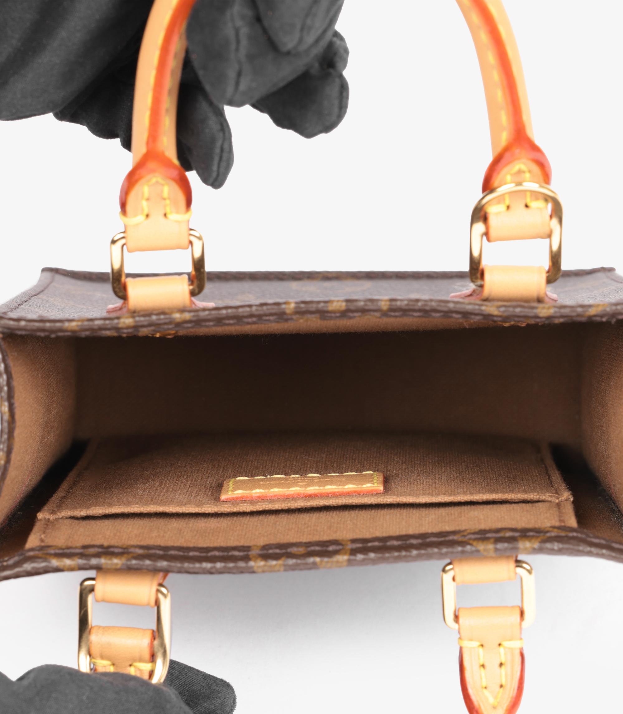 Louis Vuitton Brown Monogram Coated Canvas & Vachetta Leather Mini Sac Plat en vente 3