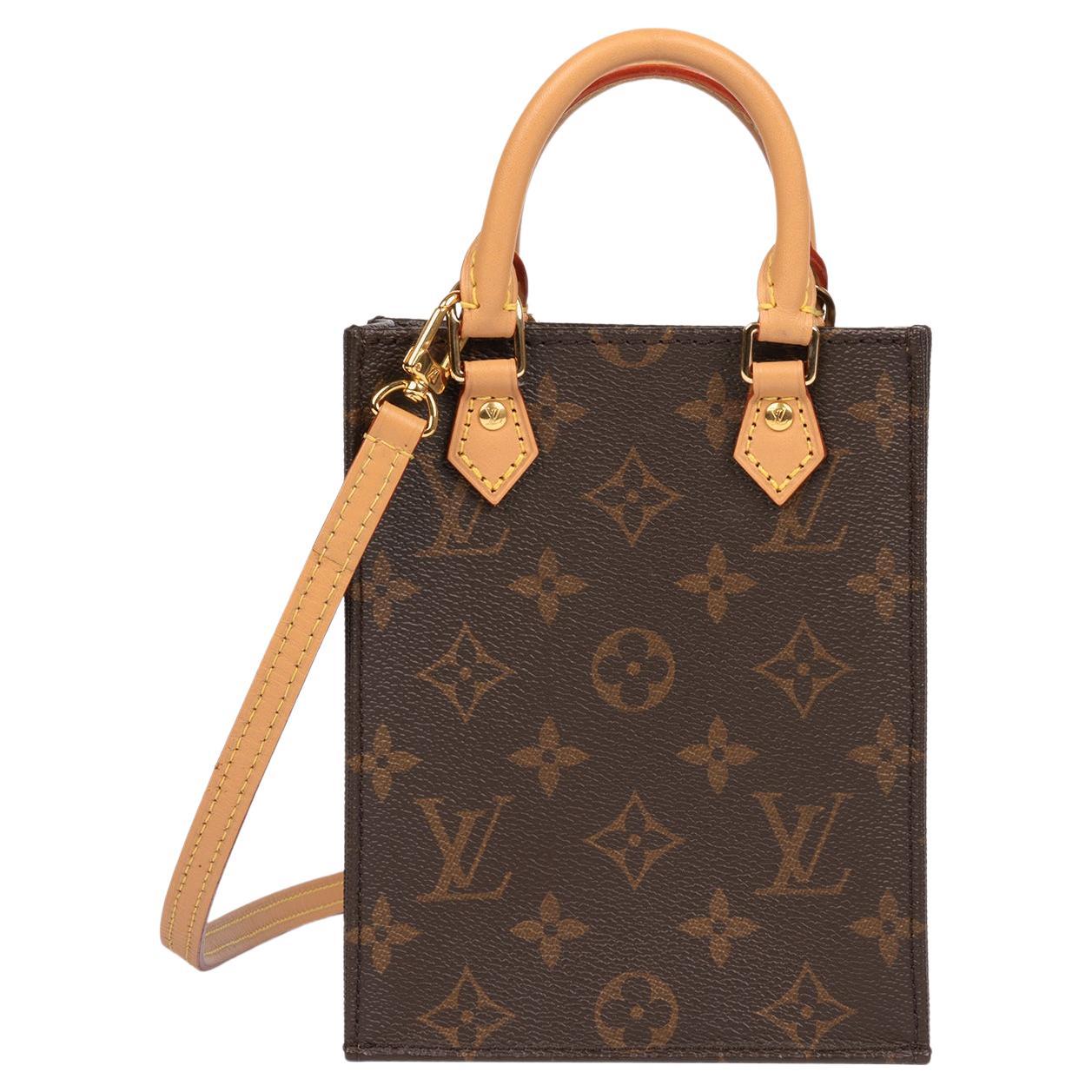 Louis Vuitton Brown Monogram Coated Canvas & Vachetta Leather Mini Sac Plat en vente