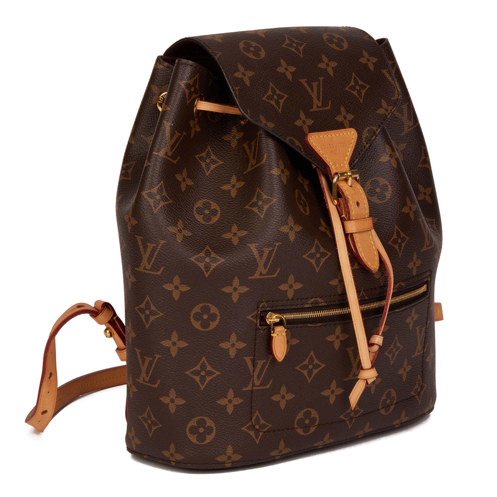 LOUIS VUITTON
Brown Monogram Coated Canvas & Vachetta Leather Montsouris NM

Xupes Reference: HB4151
Serial Number: SP3187
Age (Circa): 2017
Authenticity Details: Date Stamp (Made in France)
Gender: Ladies
Type: Backpack

Colour: Brown
Hardware: