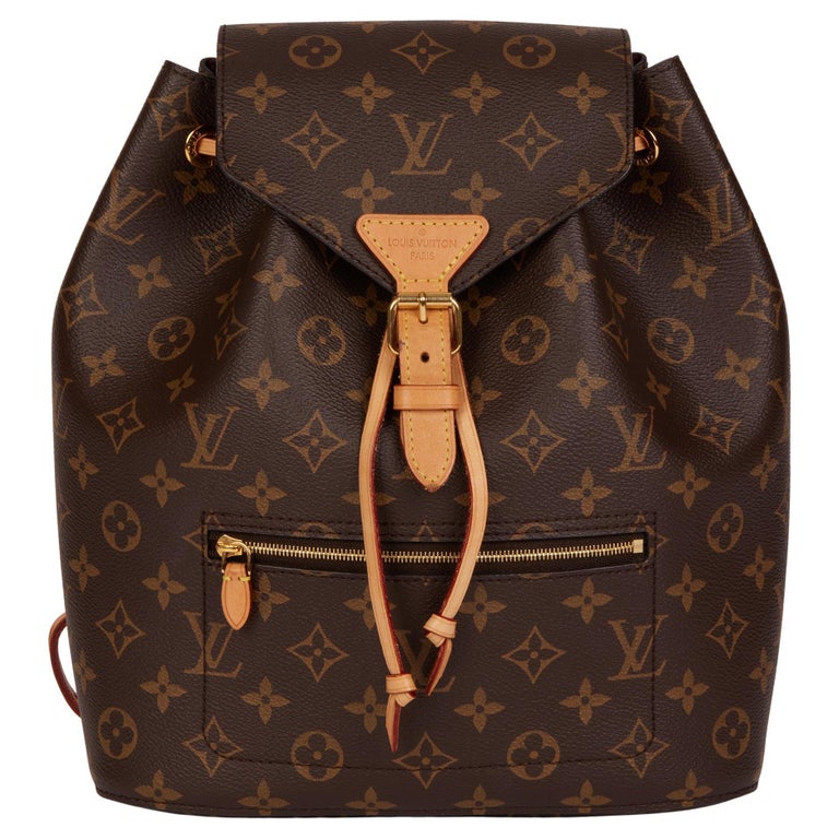 LOUIS VUITTON Brown Monogram Coated Canvas and Vachetta Leather Montsouris  NM at 1stDibs