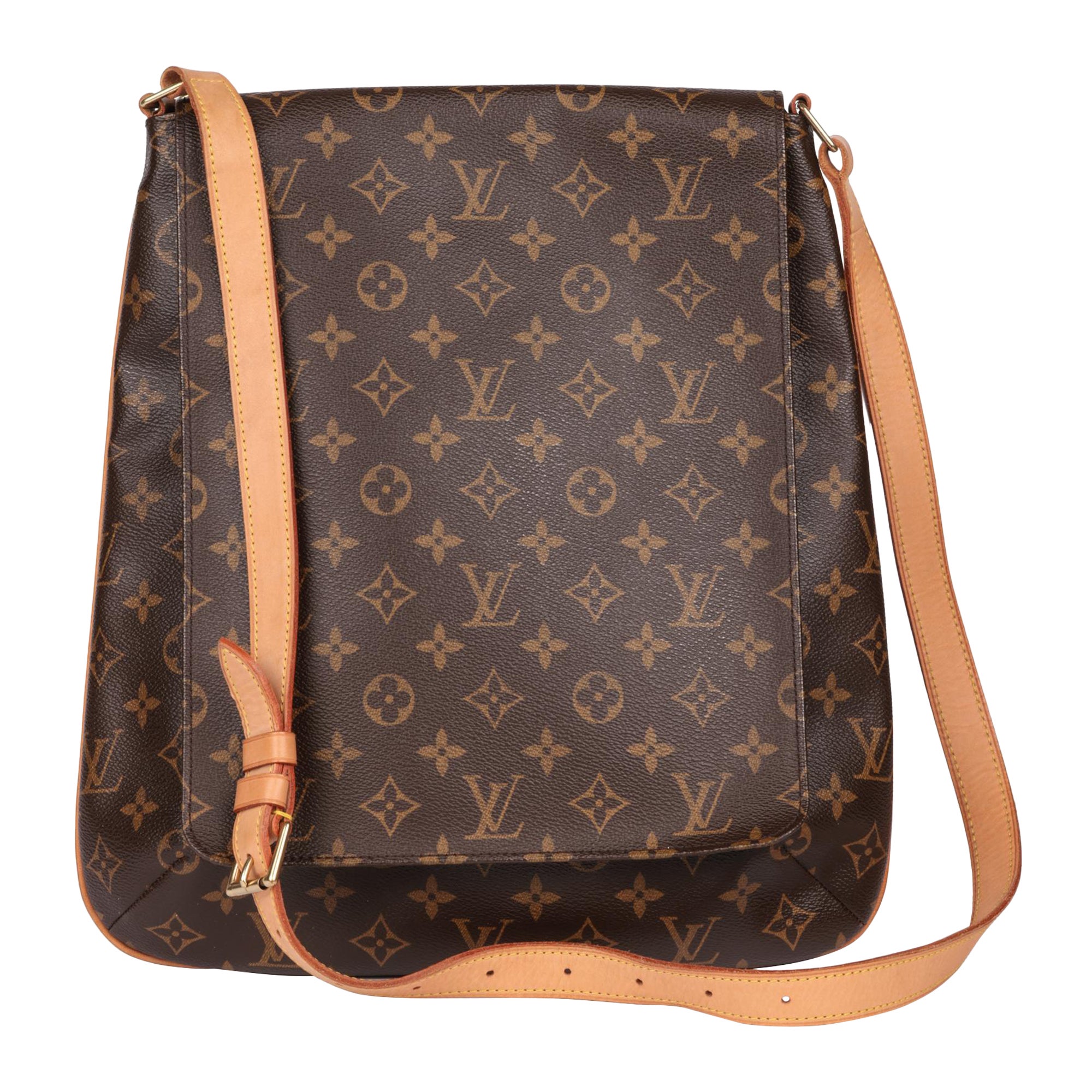 LOUIS VUITTON Brown Monogram Coated Canvas 
Vachetta Leather Musette Salsa GM