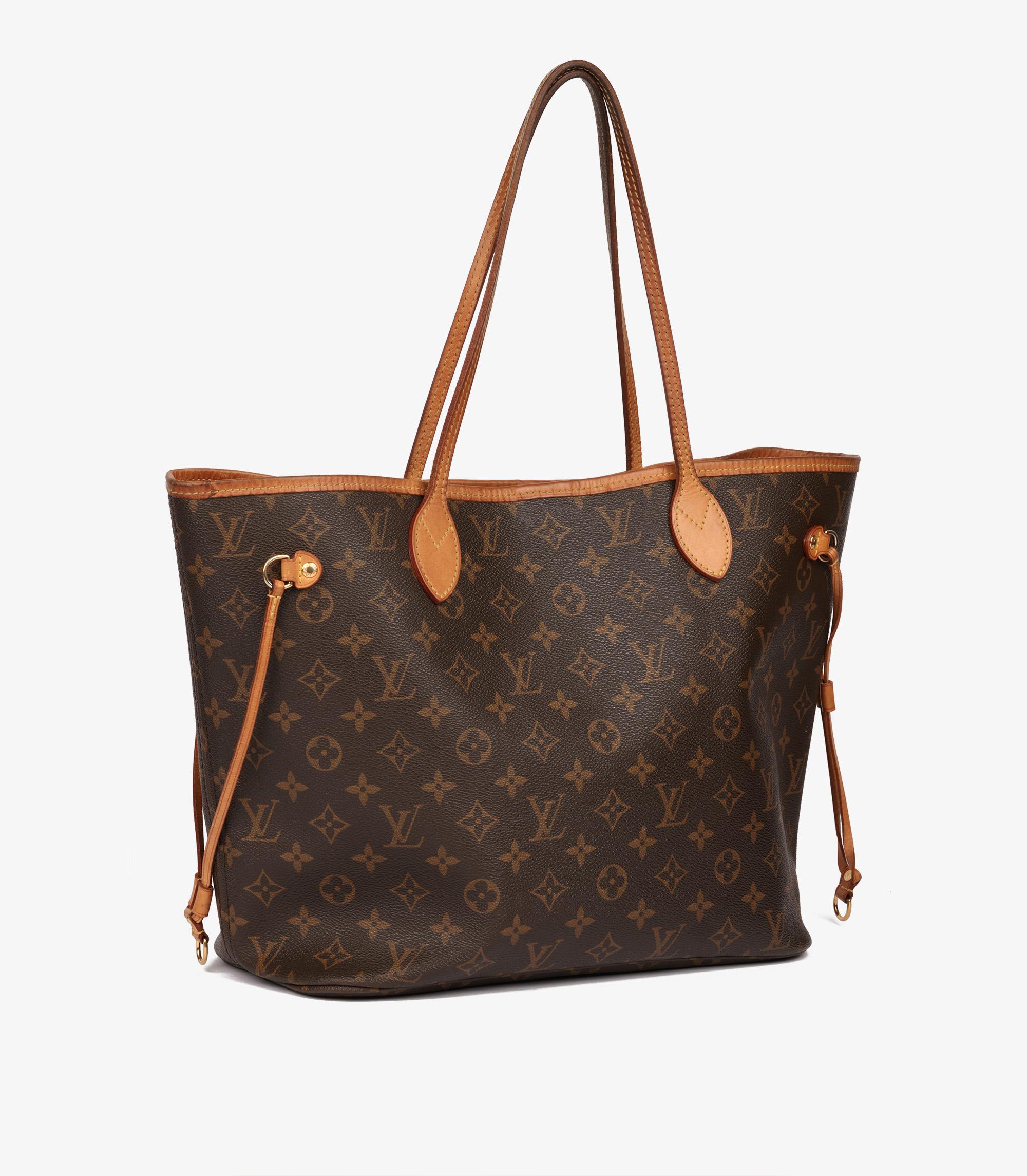 Women's Louis Vuitton Brown Monogram Coated Canvas & Vachetta Leather Neverfull MM