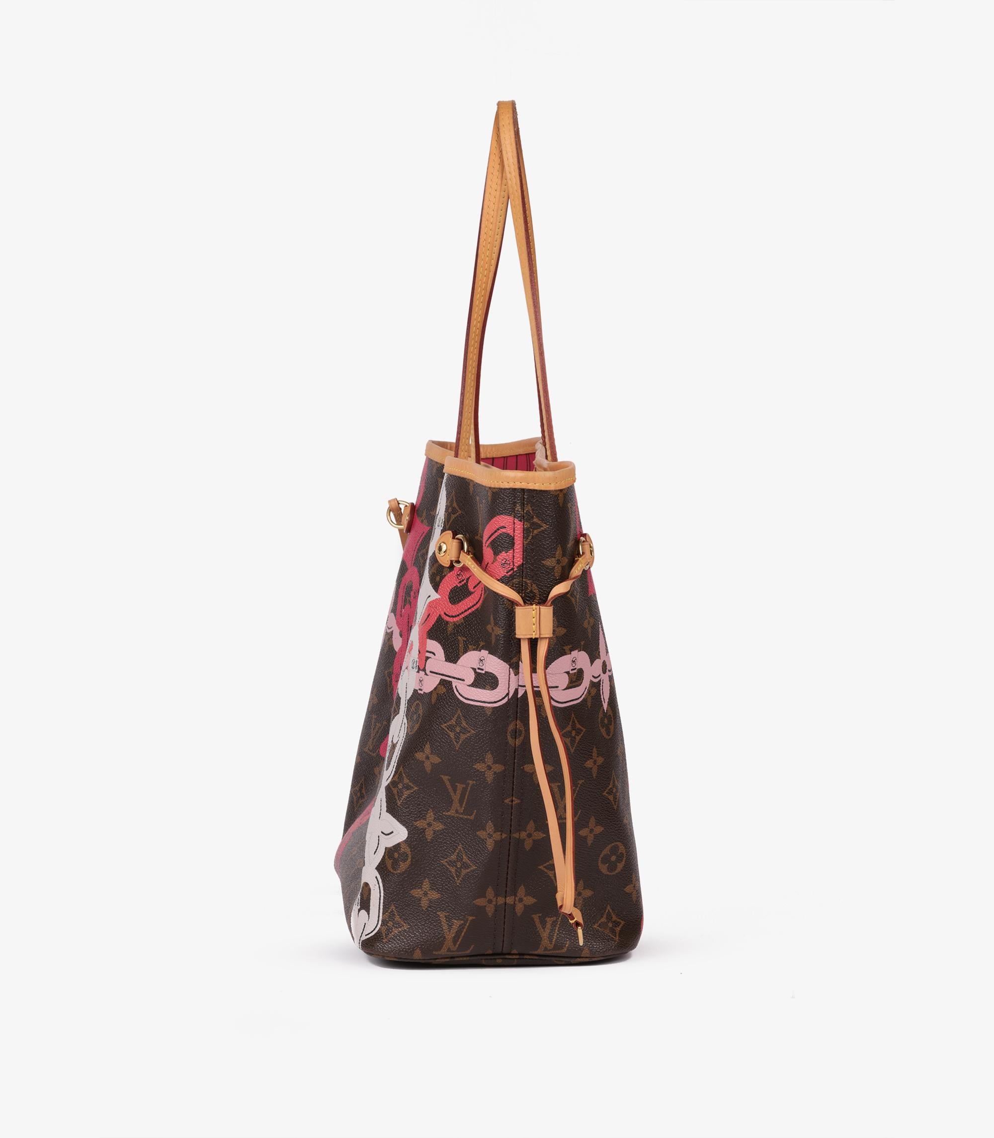 Louis Vuitton Brown Monogram Coated Canvas & Vachetta Leather Neverfull MM For Sale 1