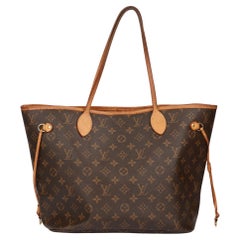 Used Louis Vuitton Brown Monogram Coated Canvas & Vachetta Leather Neverfull MM