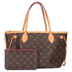 Used LOUIS VUITTON Brown Monogram Coated Canvas & Vachetta Leather Neverfull PM