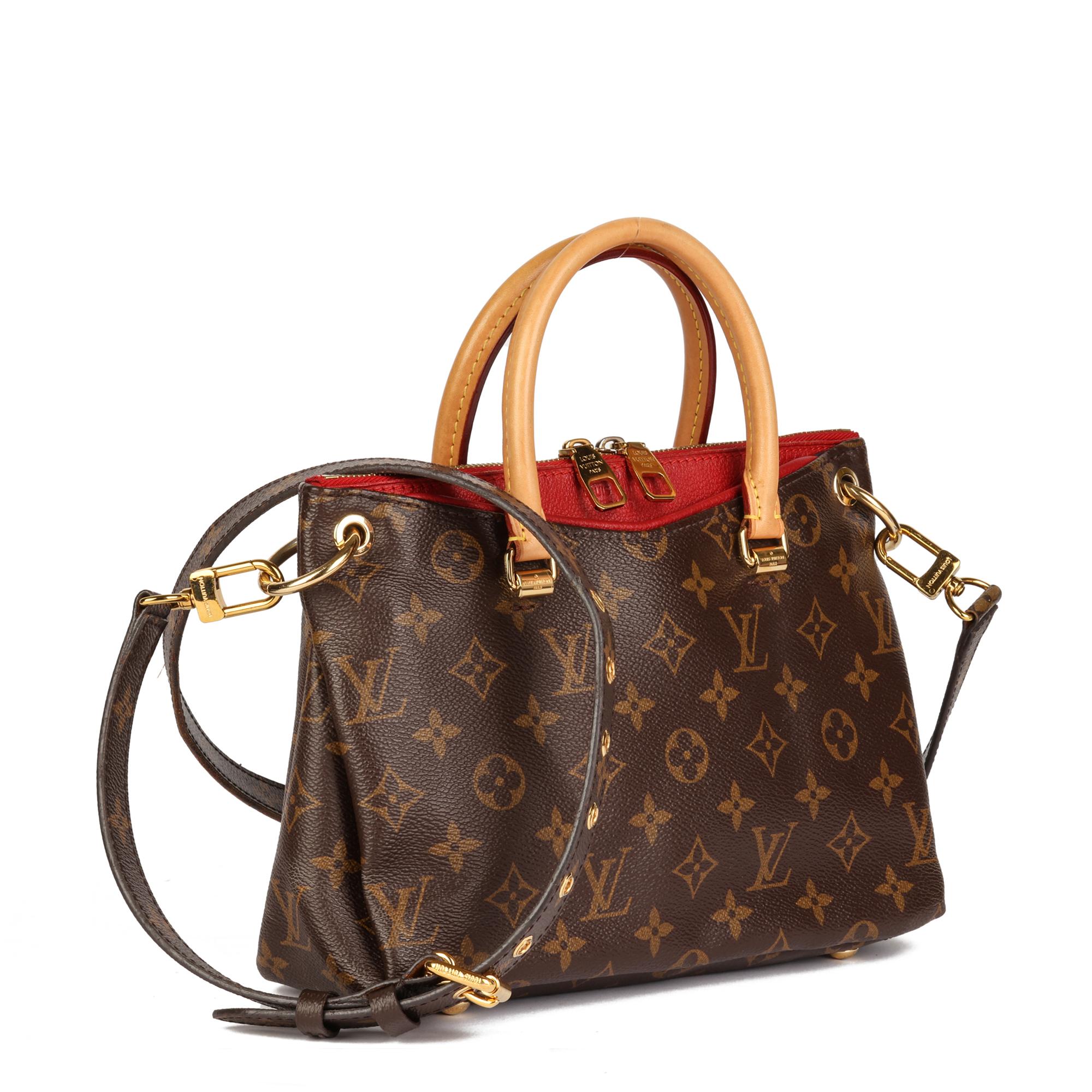 LOUIS VUITTON
Cherry Calfskin Leather, Brown Monogram Coated Canvas & Vachetta Leather Pallas MM

Serial Number: CA4166
Age (Circa): 2016
Accompanied By: Louis Vuitton Dust Bag
Authenticity Details: Date Stamp (Made in Spain)
Gender: Ladies
Type:
