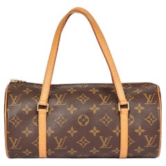 LOUIS VUITTON Brown Monogram Coated Canvas 
Vachetta Leather Papillion 26