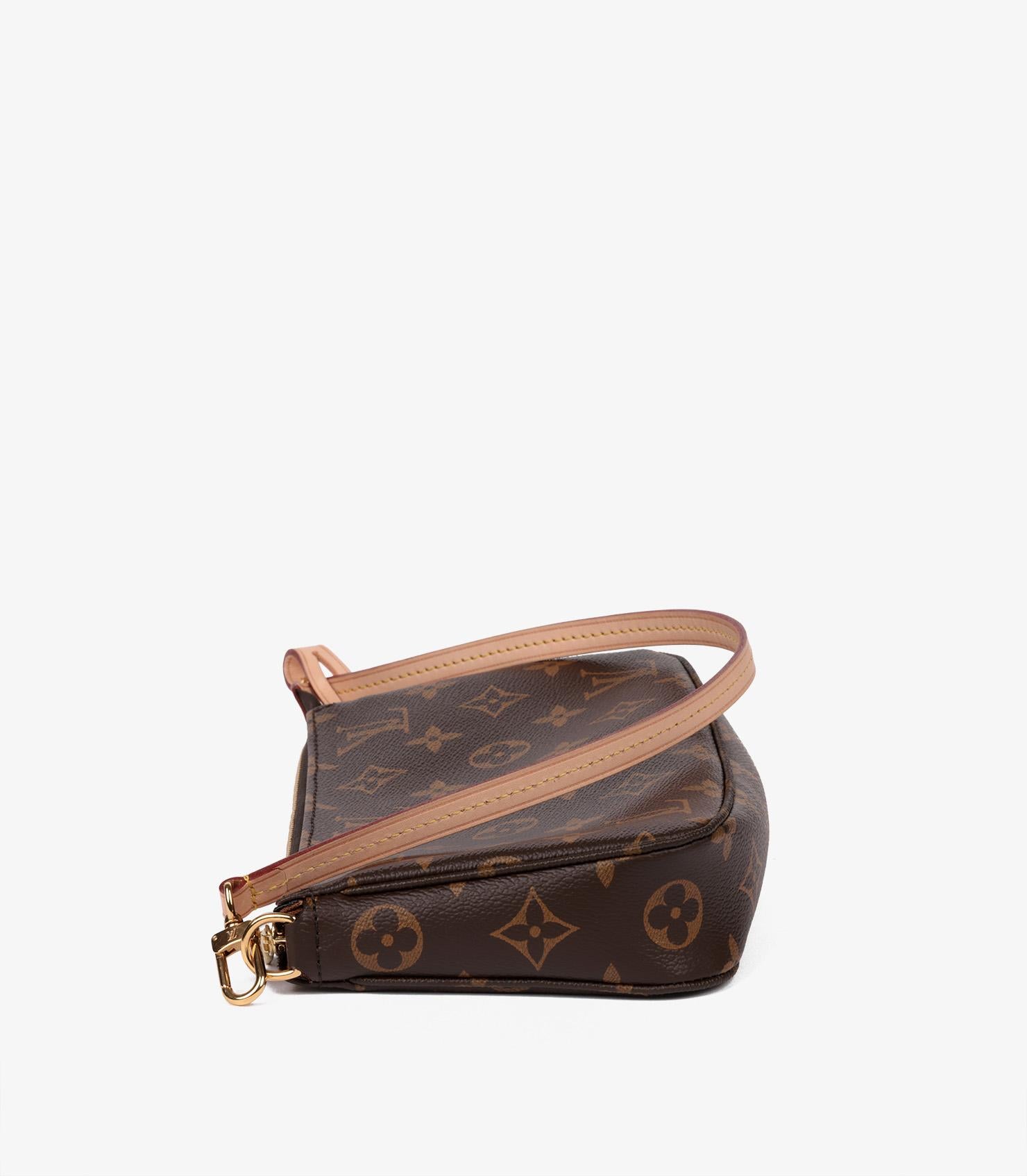 Black Louis Vuitton Brown Monogram Coated Canvas & Vachetta Leather Pochette