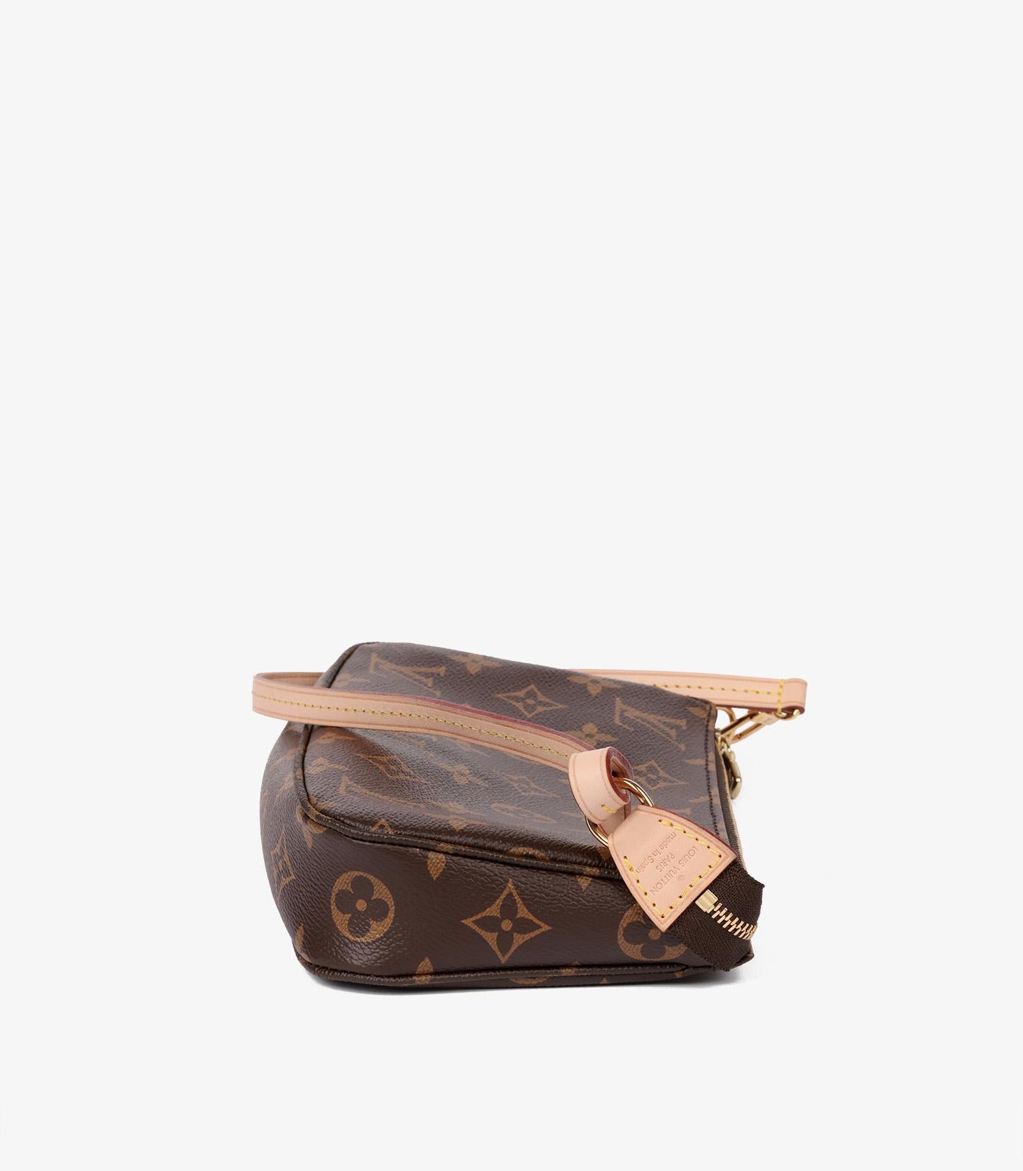 Louis Vuitton Brown Monogram Coated Canvas & Vachetta Leather Pochette In Excellent Condition In Bishop's Stortford, Hertfordshire