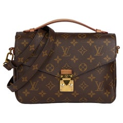 LOUIS VUITTON Braunes Monogramm beschichtetes Segeltuch & Vachetta-Leder Pochette Metis