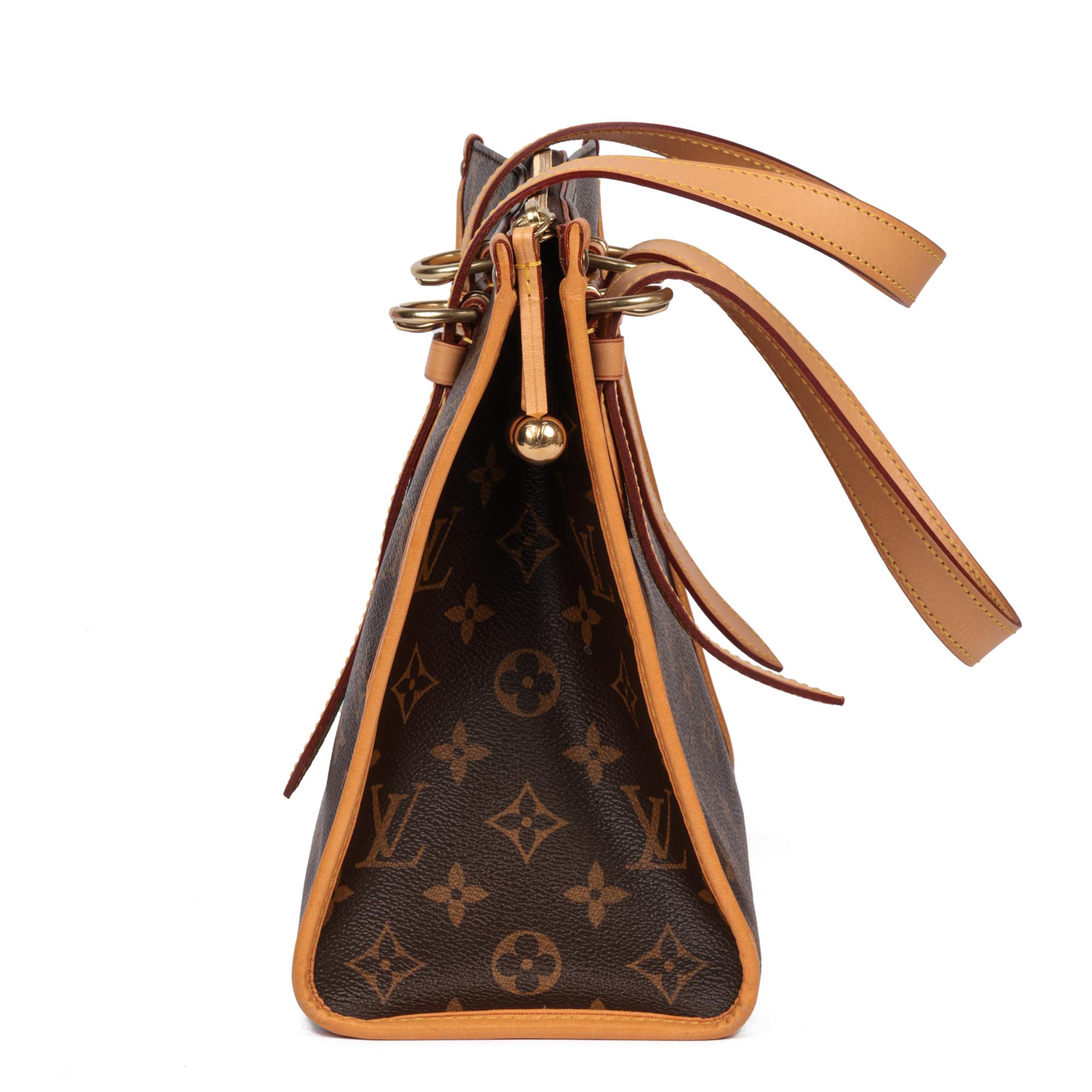 LOUIS VUITTON Brown Monogram Coated Canvas & Vachetta Leather Popincourt Haut In Excellent Condition In Bishop's Stortford, Hertfordshire