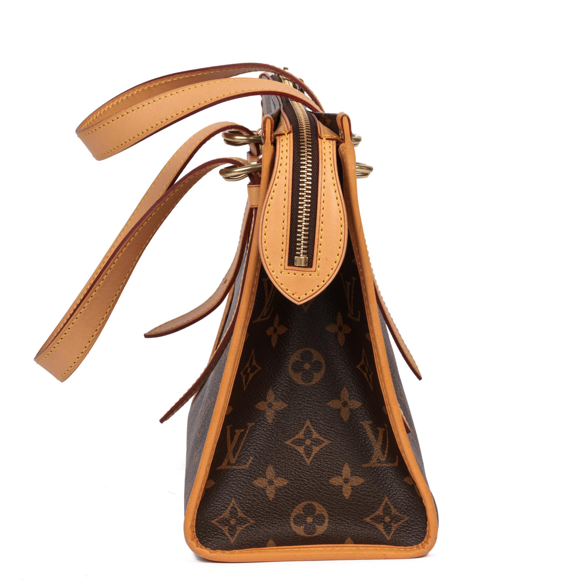 Women's LOUIS VUITTON Brown Monogram Coated Canvas & Vachetta Leather Popincourt Haut