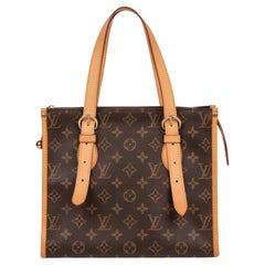 LOUIS VUITTON Braunes Monogramm beschichtetes Segeltuch & Vachetta-Leder Popincourt Haut
