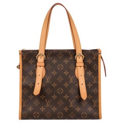 LOUIS VUITTON Brown Monogram Coated Canvas & Vachetta Leather Popincourt Haut