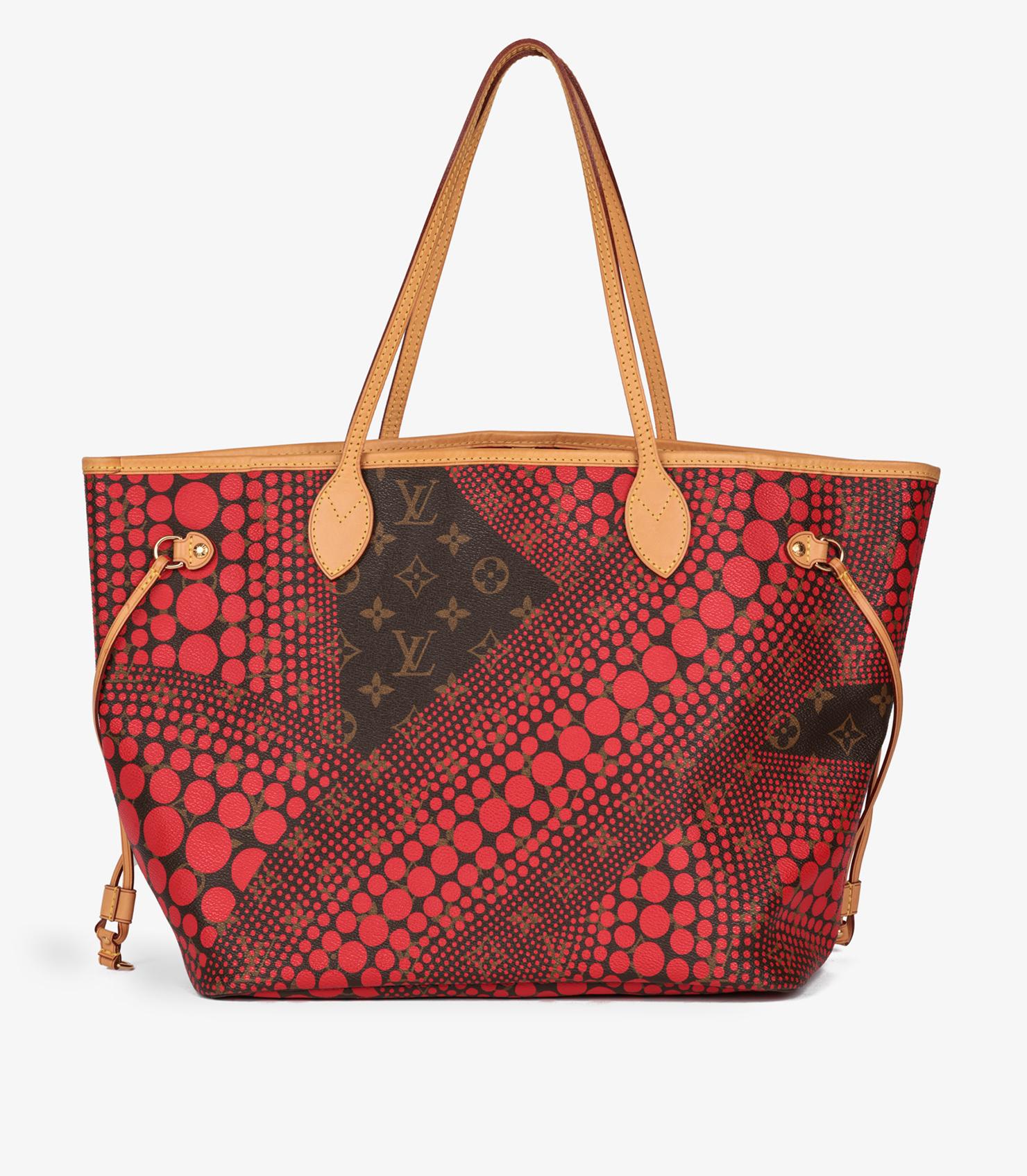 Louis Vuitton Brown Monogram Coated Canvas & Vachetta Leather Red Dots Neverfull For Sale 6