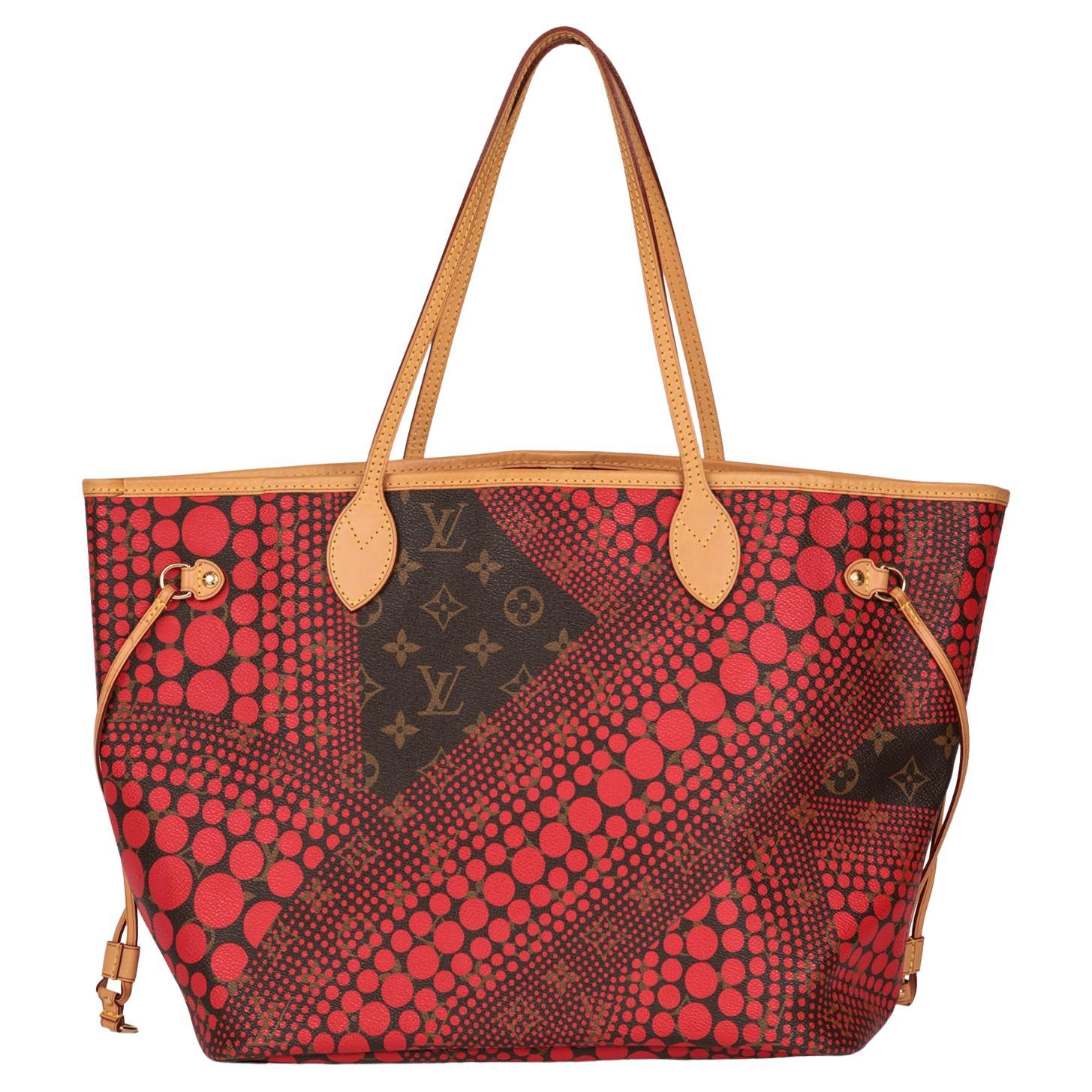 Louis Vuitton Brown Monogram Coated Canvas & Vachetta Leather Red Dots Neverfull For Sale