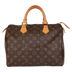 LOUIS VUITTON Brown Monogram Coated Canvas & Vachetta Leather Speedy 30