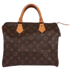 Louis Vuitton Brown Monogramm beschichtetem Segeltuch & Vachetta Leder Speedy 30