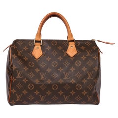 Used Louis Vuitton Brown Monogram Coated Canvas & Vachetta Leather Speedy 30