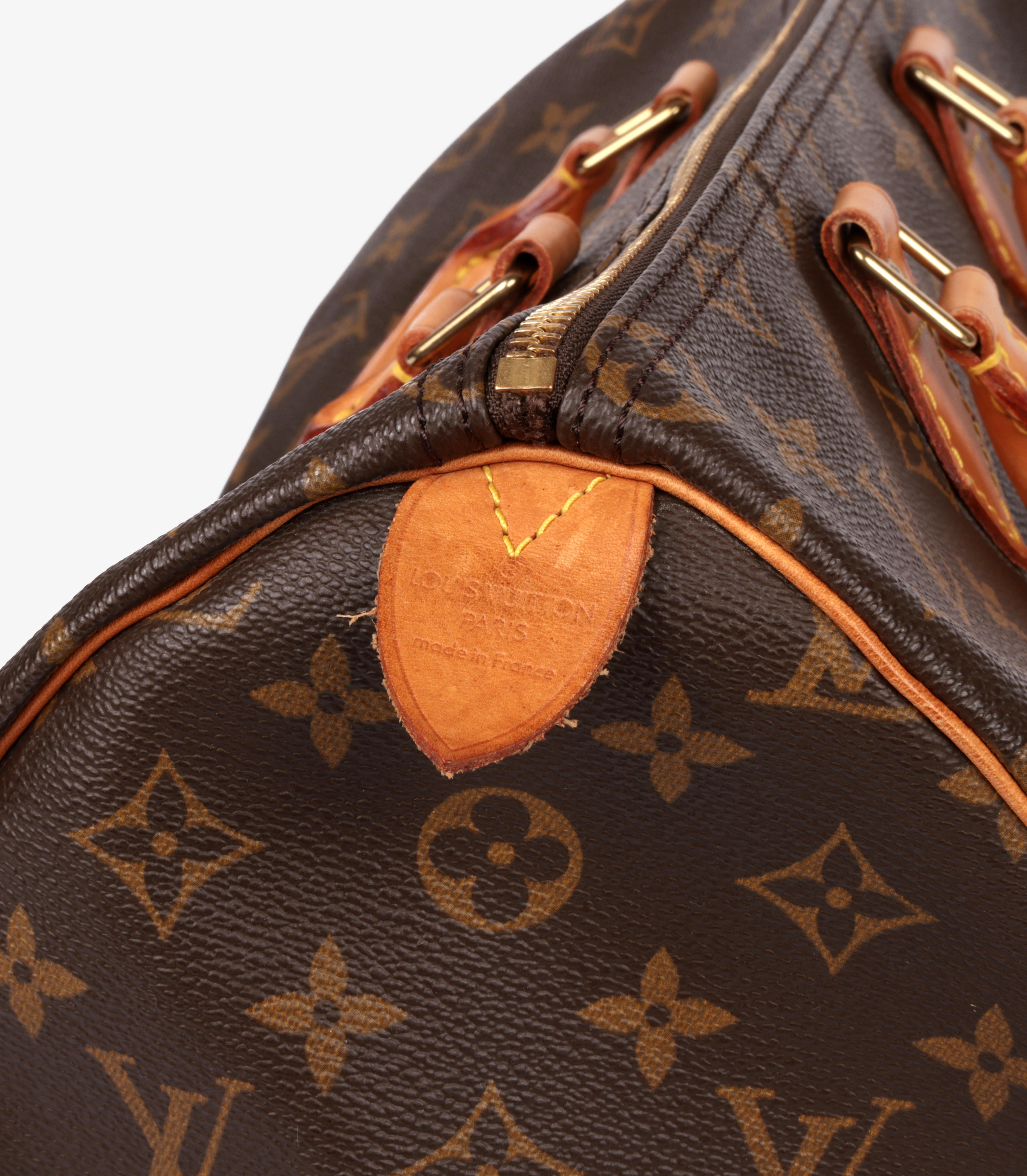 Louis Vuitton Brown Monogram Coated Canvas & Vachetta Leather Speedy 35 en vente 4