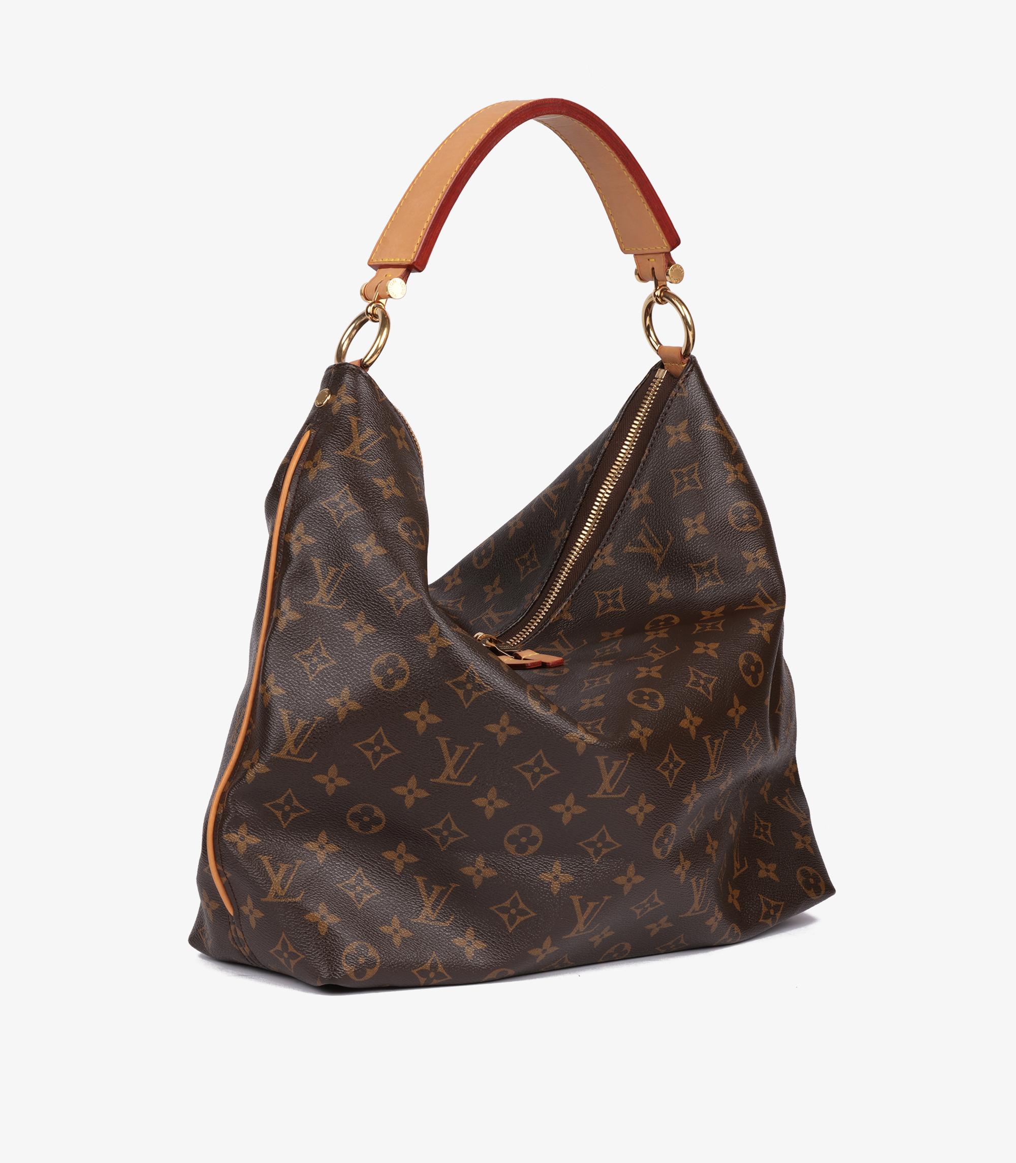 Louis Vuitton Brown Monogram Coated Canvas & Vachetta Leather Sully MM In Excellent Condition In Bishop's Stortford, Hertfordshire