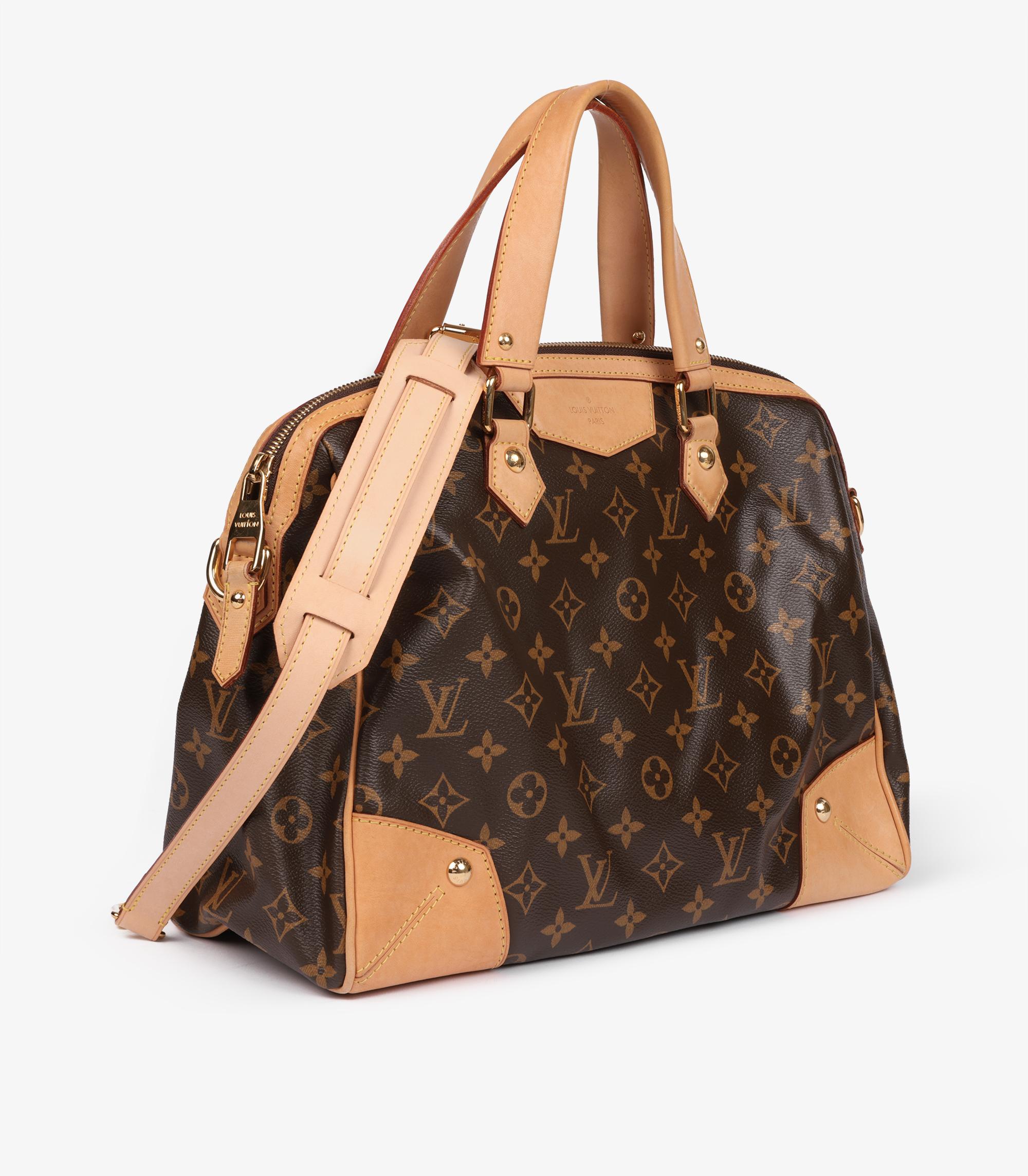 Louis Vuitton Monograma Marrón Lona Recubierta y Piel Vachetta Támesis PM Blanco