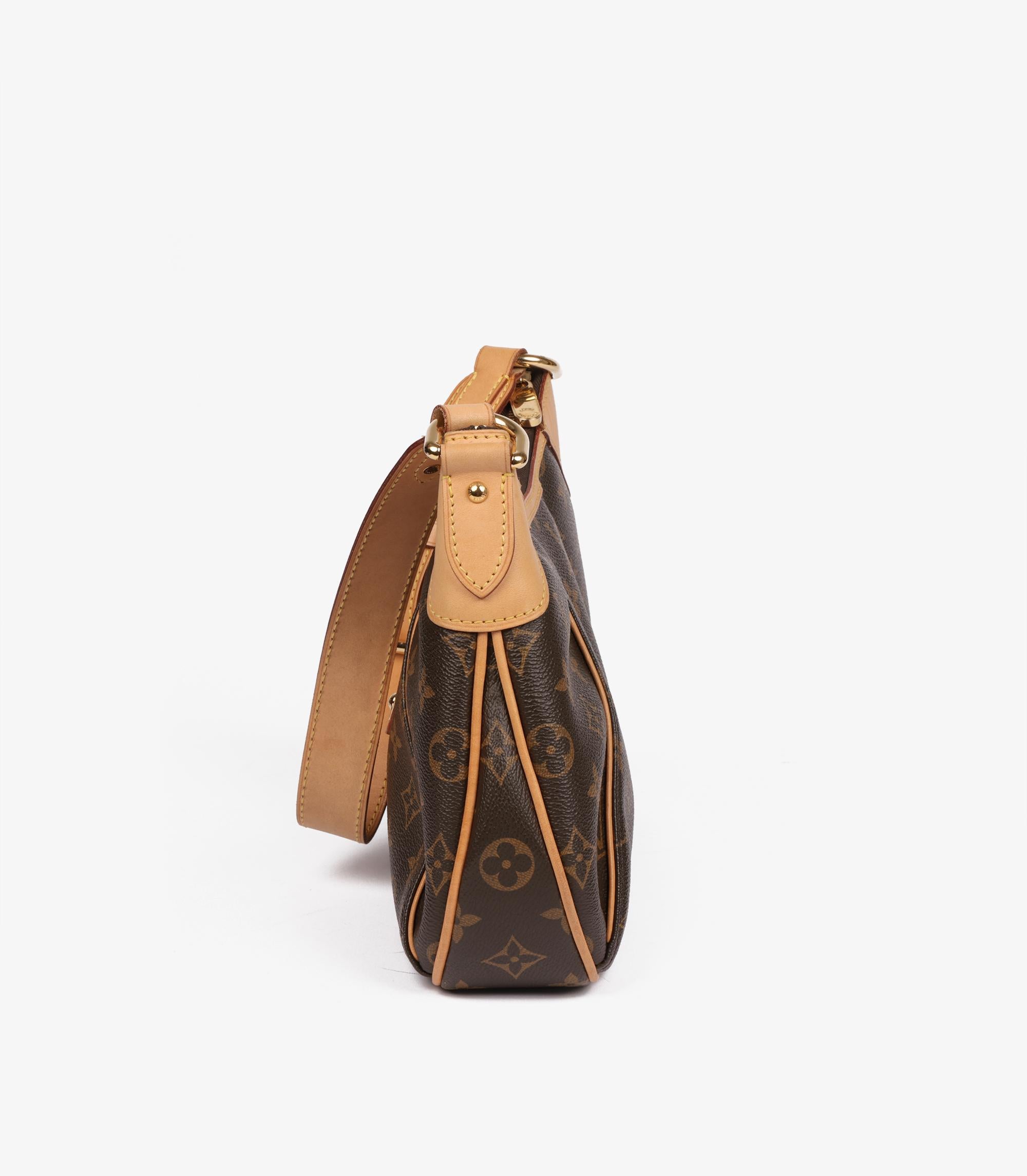 Louis Vuitton Brown Monogram Coated Canvas & Vachetta Leder Thames PM im Angebot 1
