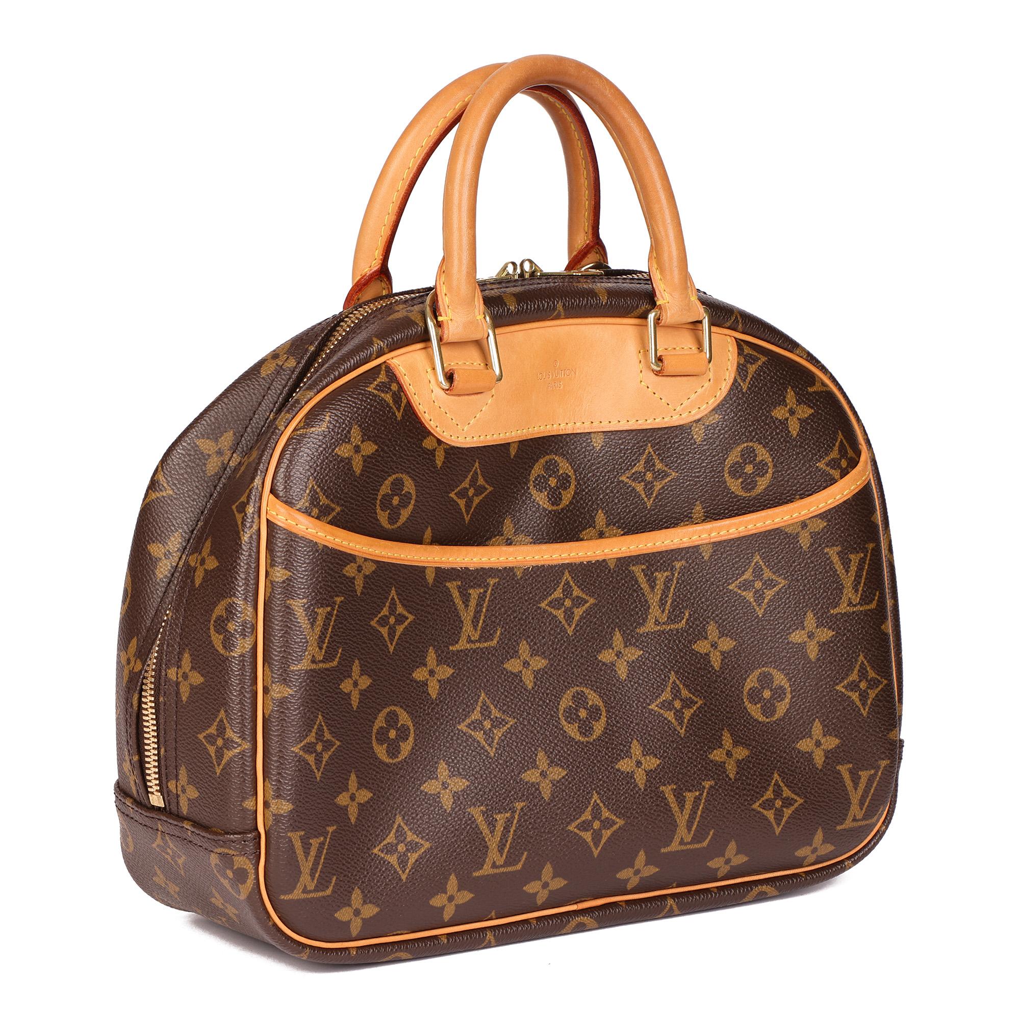 LOUIS VUITTON
Brown Monogram Coated Canvas & Vachetta Leather Trouville

Serial Number: SD0084
Age (Circa): 2004
Accompanied By: Louis Vuitton Dust Bag, Padlock
Authenticity Details: Date Stamp (Made in USA)
Gender: Ladies
Type: Tote

Colour: