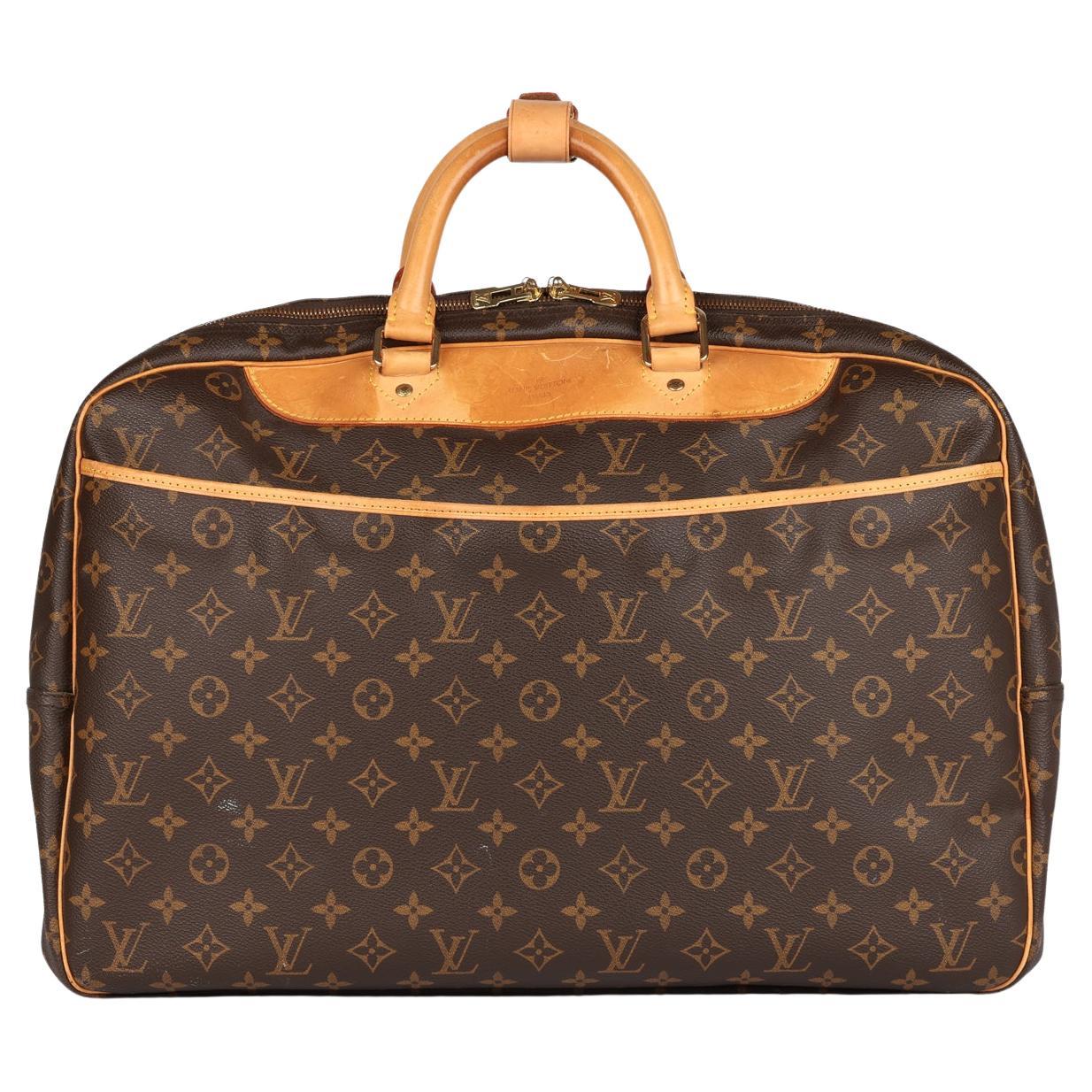 Louis Vuitton Brown Monogram Coated Canvas & Vachetta Leather Vintage Alize 50 For Sale
