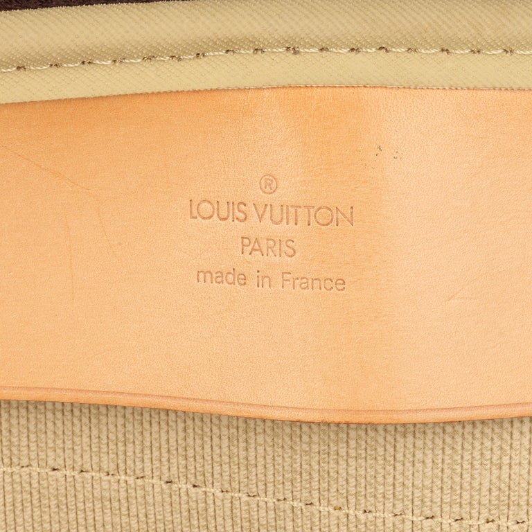 LOUIS VUITTON Brown Monogram Coated Canvas & Vachetta Leather Vintage  Alize 55 For Sale 4