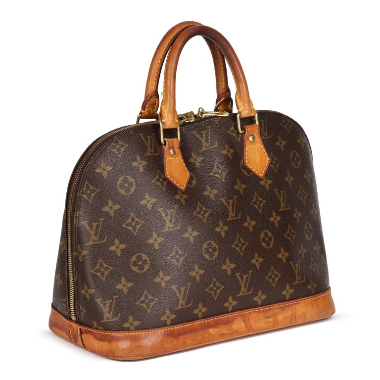 LOUIS VUITTON Brown Monogram Coated Canvas and Vachetta Leather Vintage ...