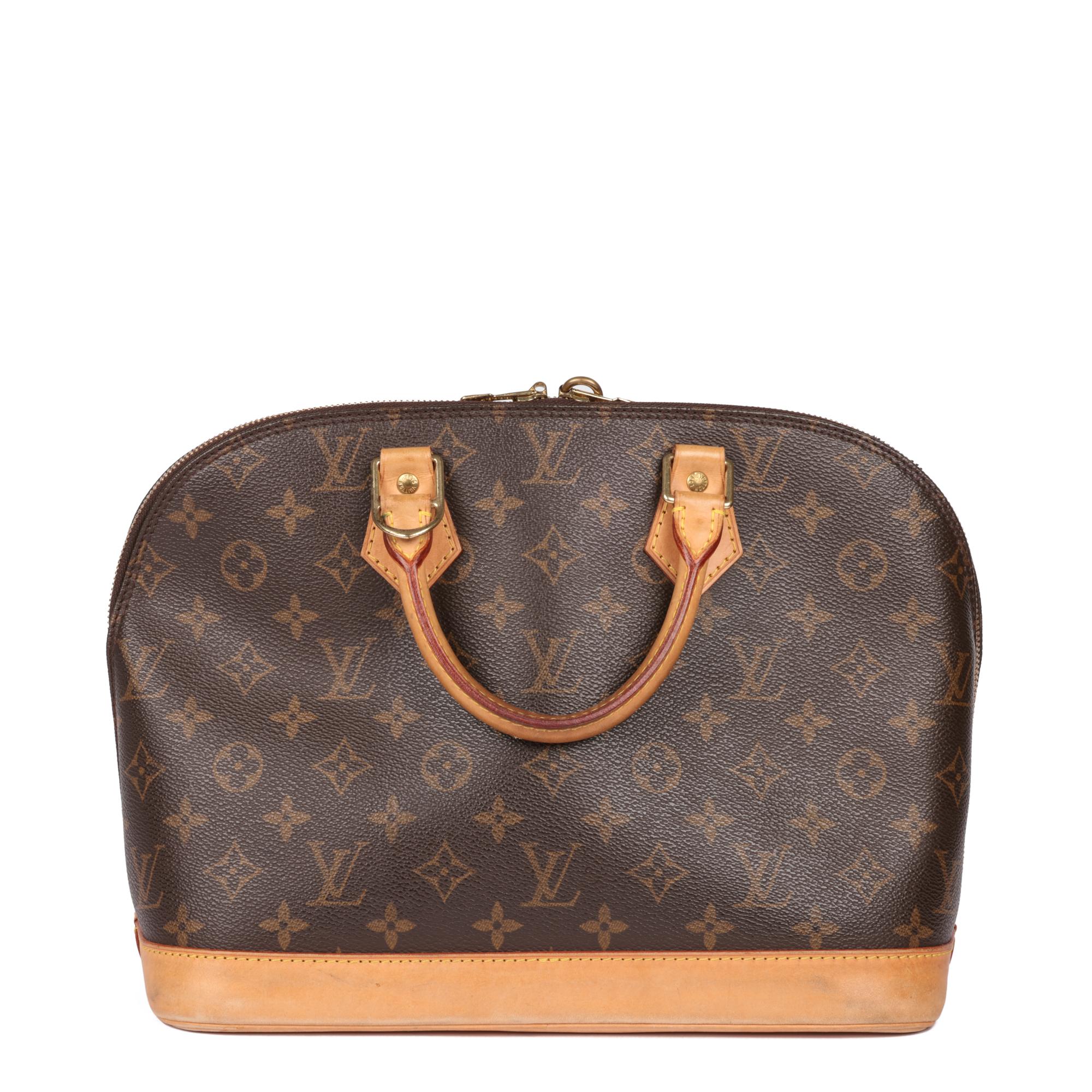 LOUIS VUITTON Brown Monogram Coated Canvas & Vachetta Leather Vintage Alma PM 1