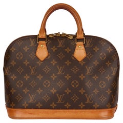 LOUIS VUITTON Brown Monogram Coated Canvas & Vachetta Leather Vintage Alma PM