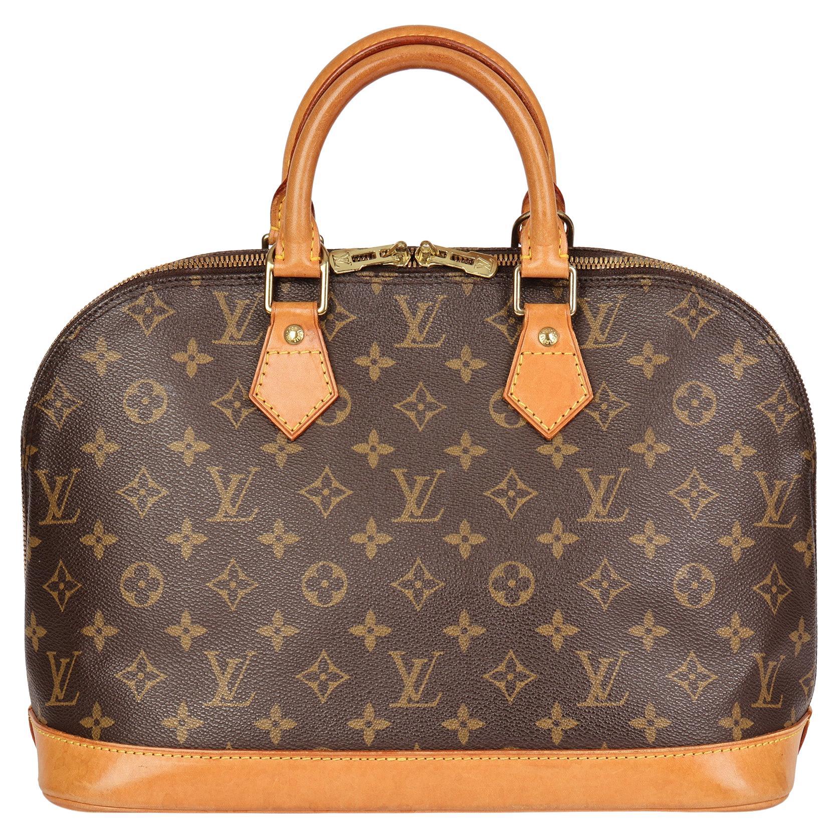 LOUIS VUITTON Brown Monogram Coated Canvas & Vachetta Leather Vintage Alma PM