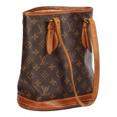 LOUIS VUITTON Brown Monogram Coated Canvas & Vachetta Leather Vintage Bucket Bag