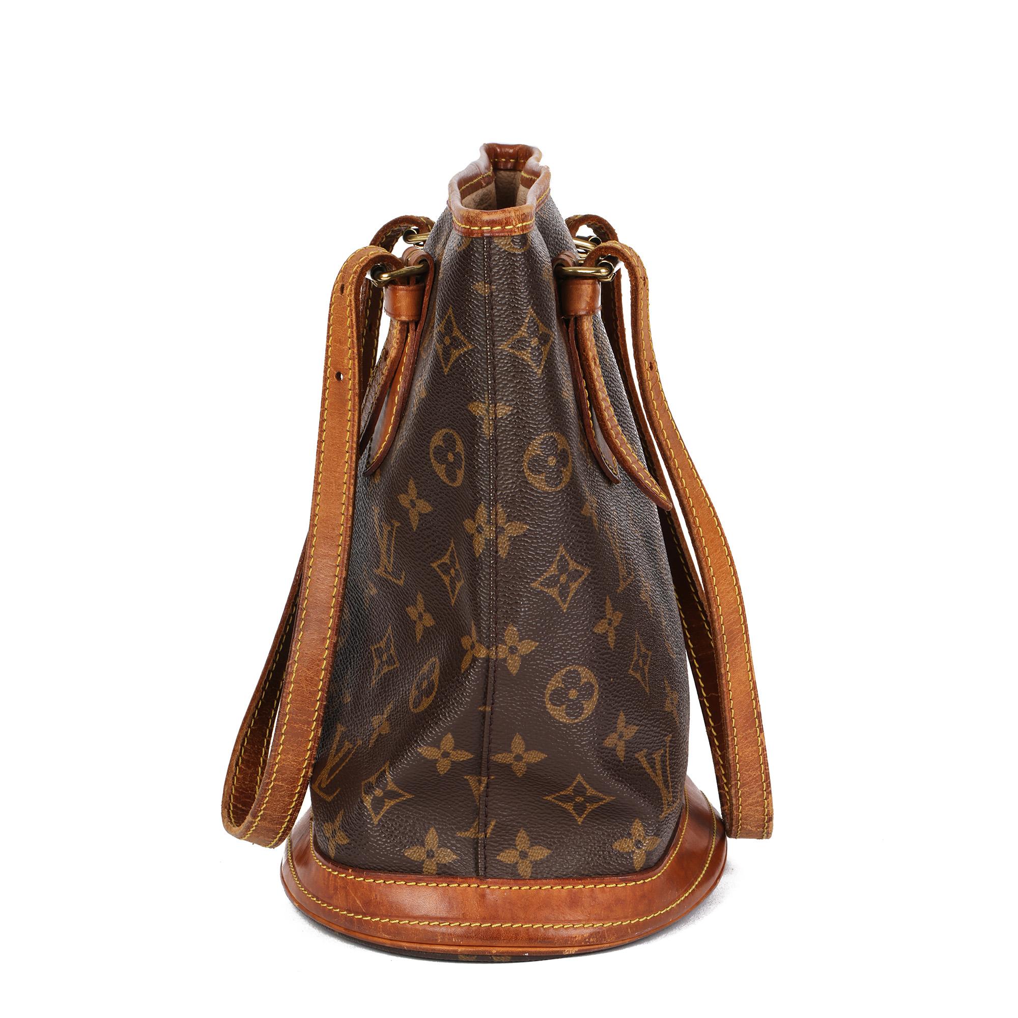 Women's LOUIS VUITTON Brown Monogram Coated Canvas & Vachetta Leather Vintage Bucket Bag